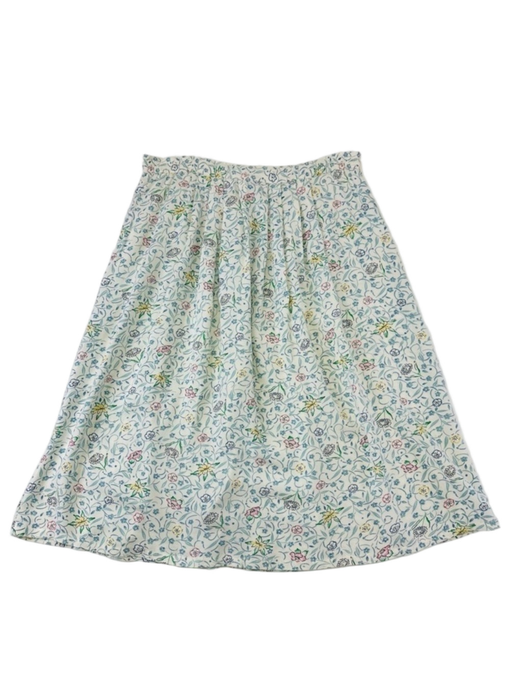 Vintage 90s floral Cottagecore rayon aline unlined skirt Large pockets